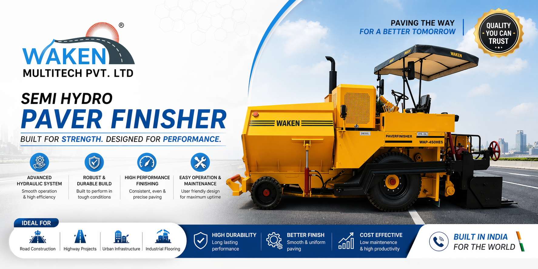 Semi Hydro Paver Finisher Manufacturer in India