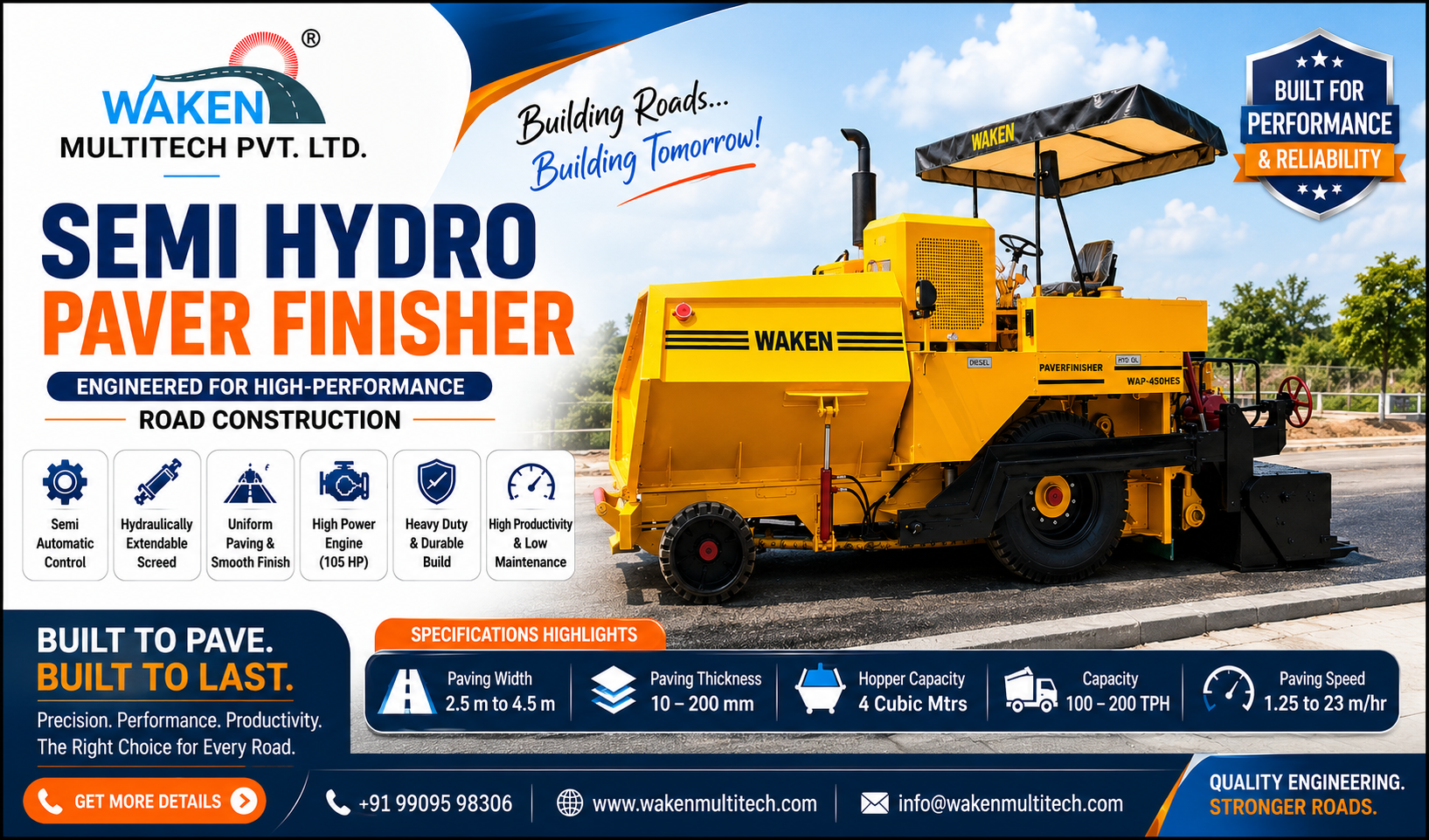 Semi Hydro Paver Finisher
