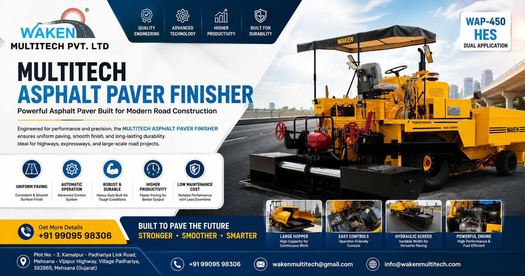 Multitech Asphalt Paver Finisher manufacturers Ahmedabad for contractors