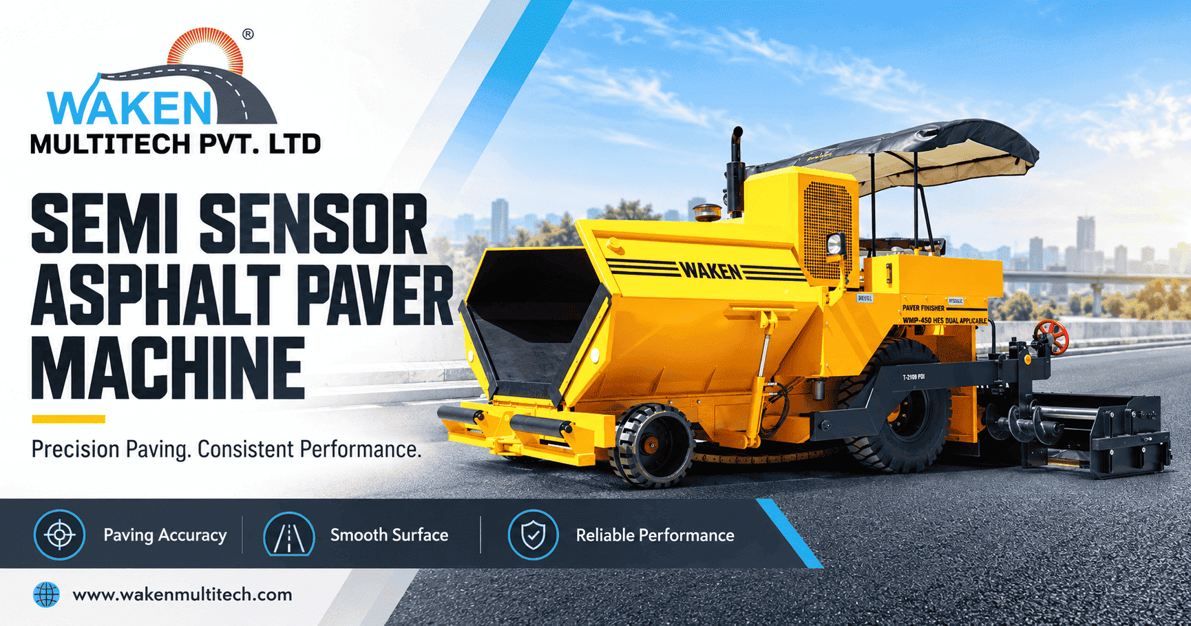 Semi Sensor Asphalt Paver Machine